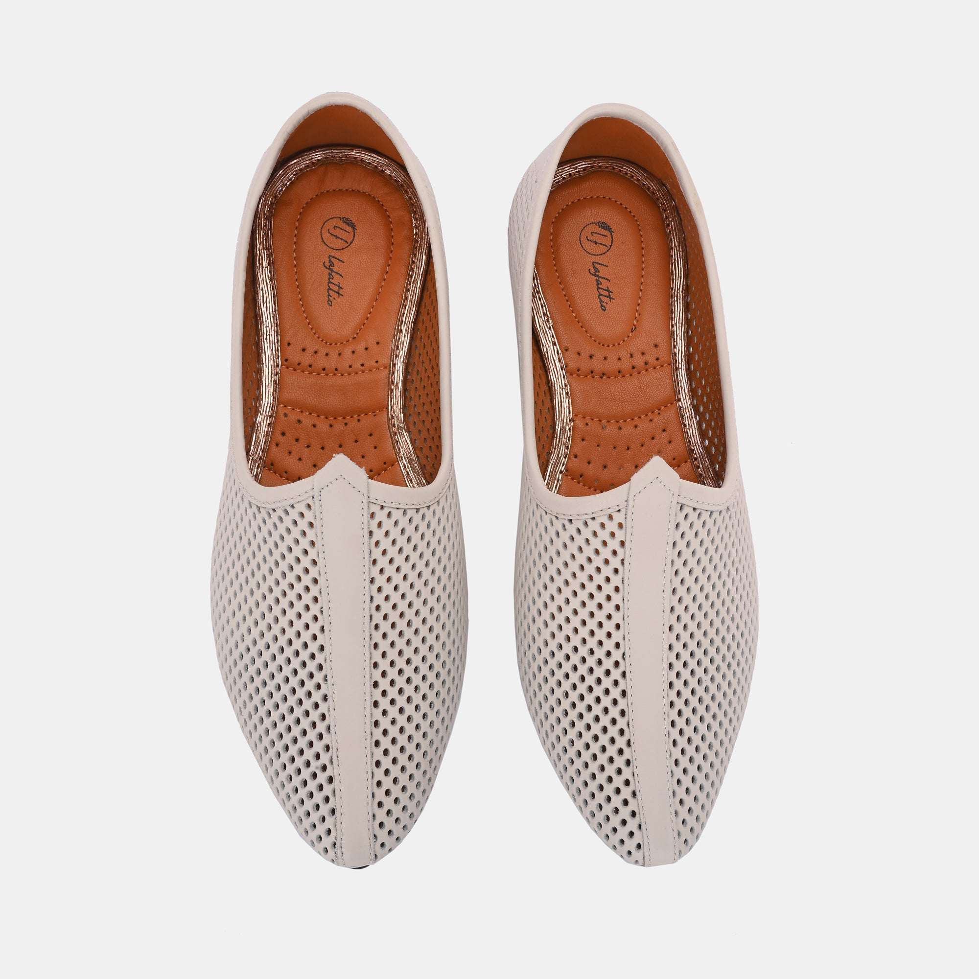 Ivory Perforated Ethnic Jooti by Lafattio